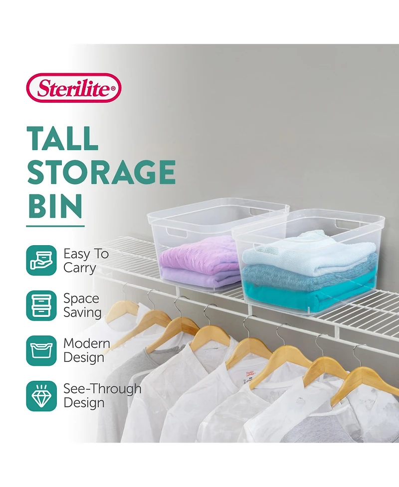 Sterilite 8.25x12.25x15 In Storage Bin w/ Carry Through Handles, Clear (24 Pack)