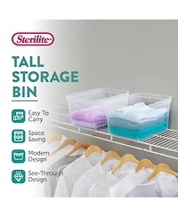Sterilite 8.25x12.25x15 In Storage Bin w/ Carry Through Handles, Clear (24 Pack)