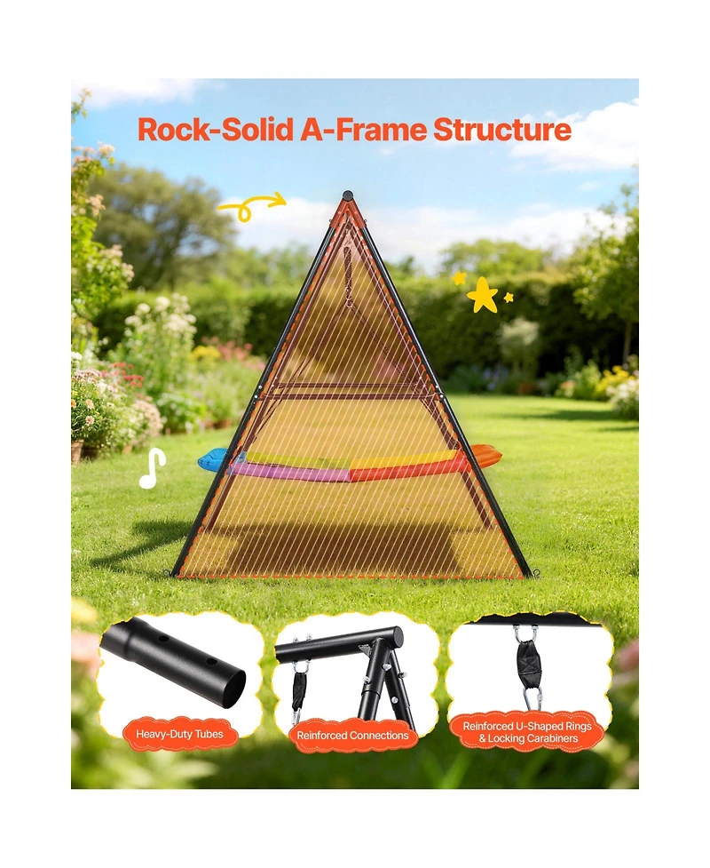 Glintex Backyard A-Frame Swing Stand, 60 x 32 in Saucer Seat, Carbon Steel, 440 lb Load Capacity, Ages 3+
