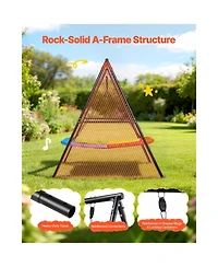 Glintex Backyard A-Frame Swing Stand, 60 x 32 in Saucer Seat, Carbon Steel, 440 lb Load Capacity, Ages 3+