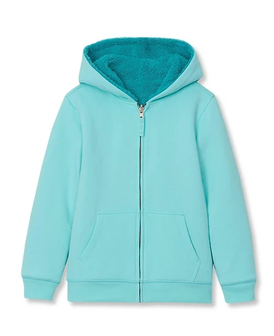 Lands' End Girls Reversible High Pile Fleece Hoodie