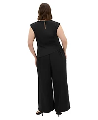 City Chic Plus Jett Sleeveless Pleat-Detail Blouse