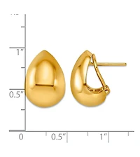 Curata Jewelry Teardrop Button Omega Back Earrings in 18k Yellow Gold