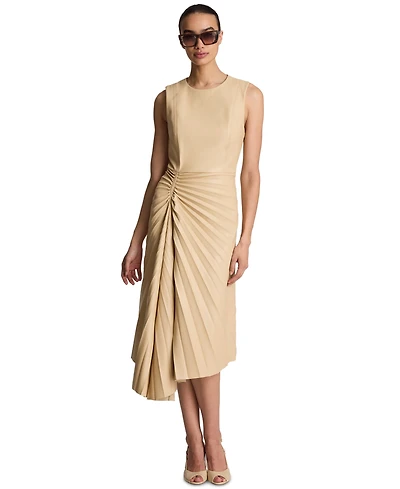 Kenneth Cole Women's Sunburst Pleated Midi Dress