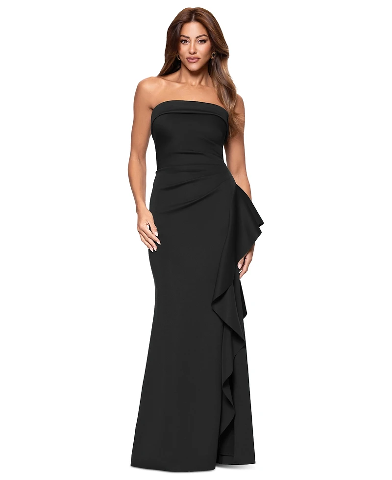 Xscape Petite Strapless Ruffle Sheath Gown