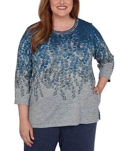 Alfred Dunner Plus Falling Leaves Pocket Knit Top