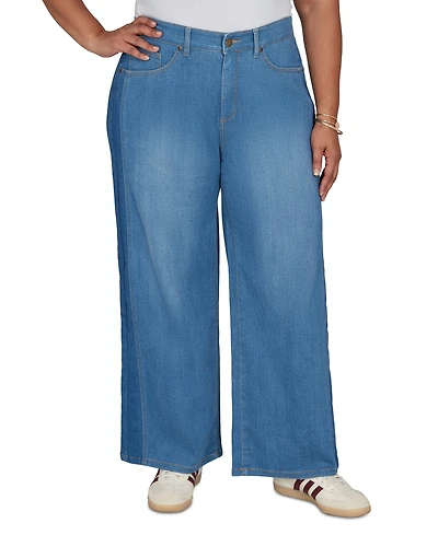 Ruby Rd. Plus Two-Tone Wide Leg Denim Jean