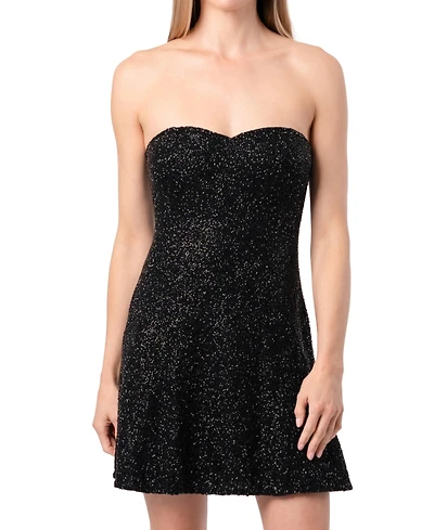 Self-Adore Women's Midnight Hand Beaded Embellished Mini Dress