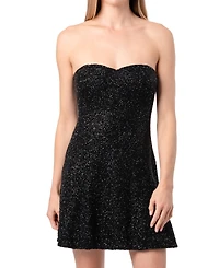 Self-Adore Women's Midnight Hand Beaded Embellished Mini Dress