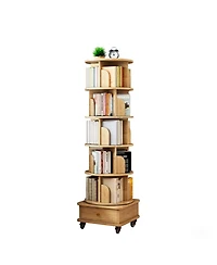 sumyeg 6-Tier Rotating Bookshelf with 360degree(s) Display, Wheels and Drawer, Space-Saving Storage Tower