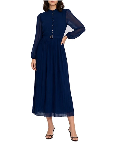 Elie Tahari Women's Adira A-Line Mock Neck Long Sleeve Dress