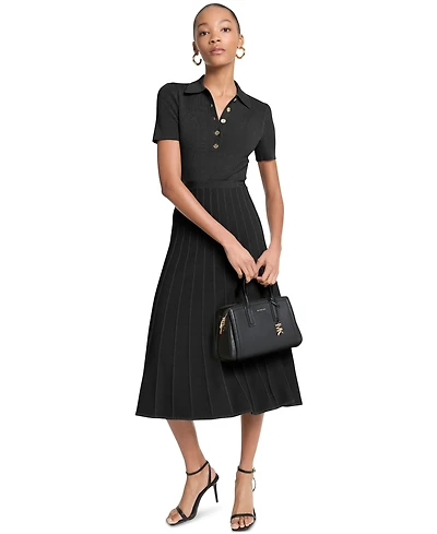 Michael Kors Women's Polo Collar Short-Sleeve Midi Dress