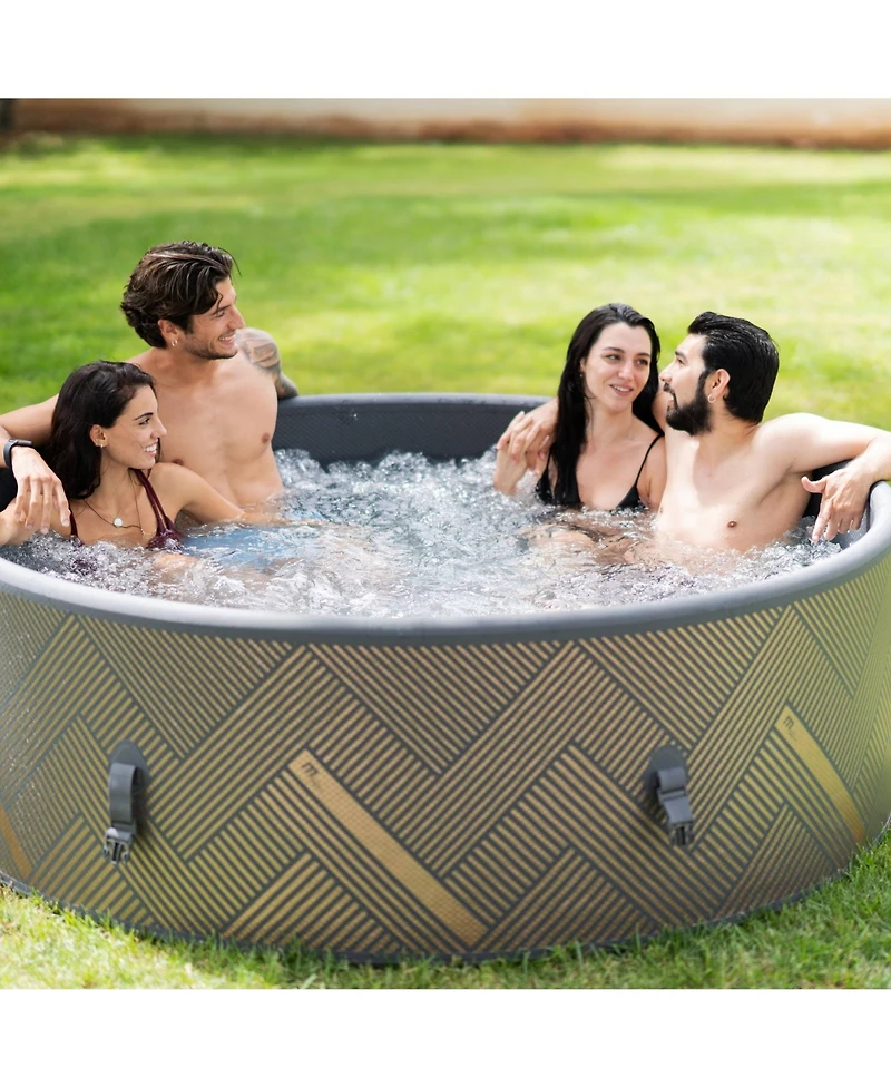 Mondawe 6-Person Round Inflatable Hot Tub with WiFi App Control, 3-Speed Bubble Massage, Ptc Heater and Thermal Cover