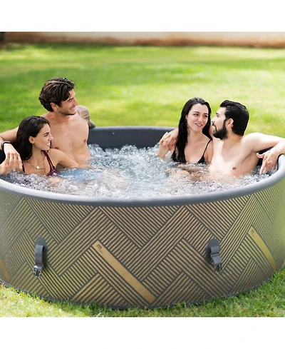 Mondawe 6-Person Round Inflatable Hot Tub with WiFi App Control, 3-Speed Bubble Massage, Ptc Heater and Thermal Cover