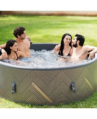 Mondawe 6-Person Round Inflatable Hot Tub with WiFi App Control, 3-Speed Bubble Massage, Ptc Heater and Thermal Cover
