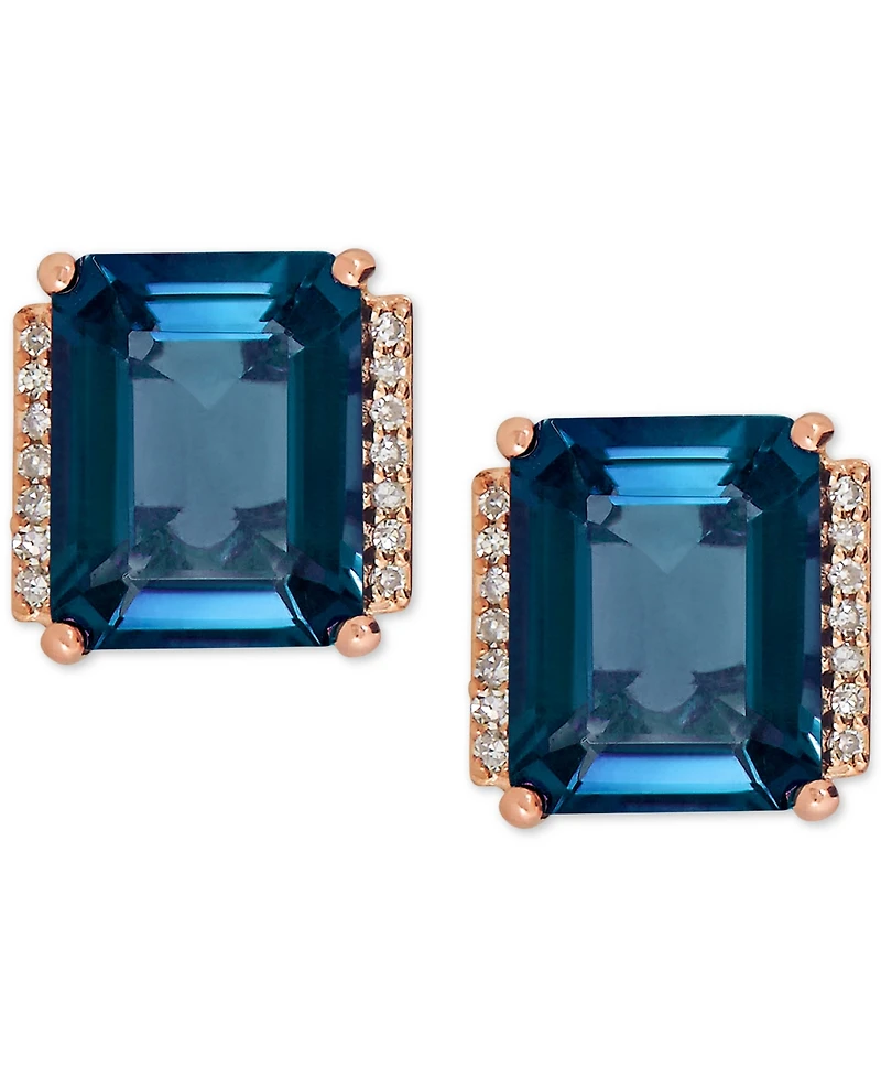 Gemstone and Diamond Accent Stud Earrings 14k Gold