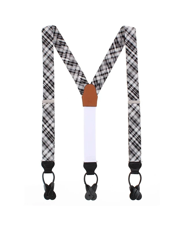 Trafalgar Men's Zeno Black and White Patterned Wool Blend Button End Suspenders