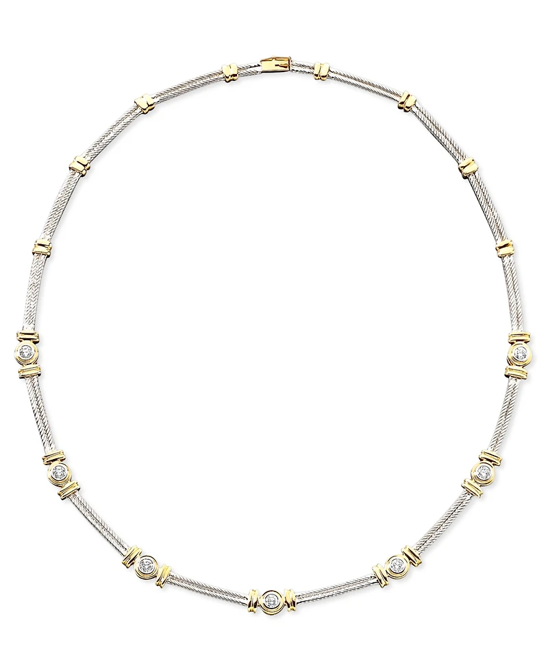 Diamond Necklace (1 ct. t.w.) in 14k White & Yellow Gold
