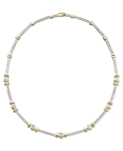 Diamond Necklace (1 ct. t.w.) in 14k White & Yellow Gold