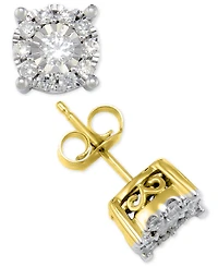 Diamond Halo Stud Earrings (1/2 ct. t.w.) 14k White, Yellow or Rose Gold
