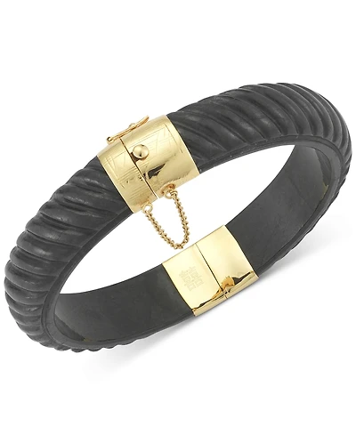 Dyed Jade Bangle Bracelet 14k Gold over Sterling Silver Green, Red or Black