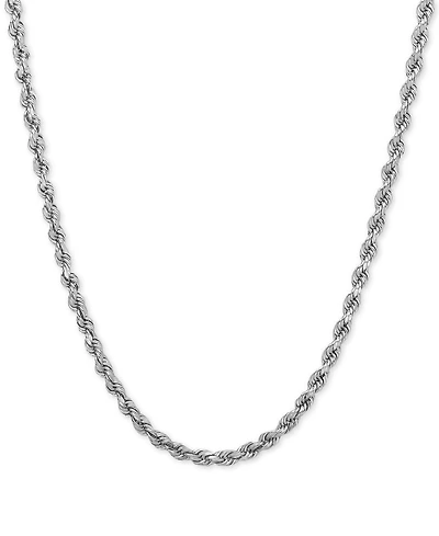 Lightweight 14k White Gold Diamond-Cut Rope Chain 20" Necklace (2-1/2mm)