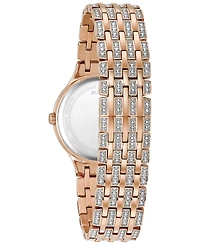 Bulova Women's Crystal Accented Rose Gold-Tone Stainless Steel Bracelet Watch 32mm 98L235