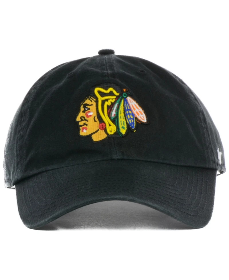 Men's '47 Brand Black Chicago Blackhawks Team Clean Up Adjustable Hat