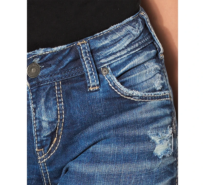 Silver Jeans Co. Mid Rise Distressed Girlfriend