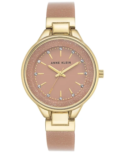 Anne Klein Women's Pink and Gold Shimmer Resin Bangle Bracelet Watch 36mm