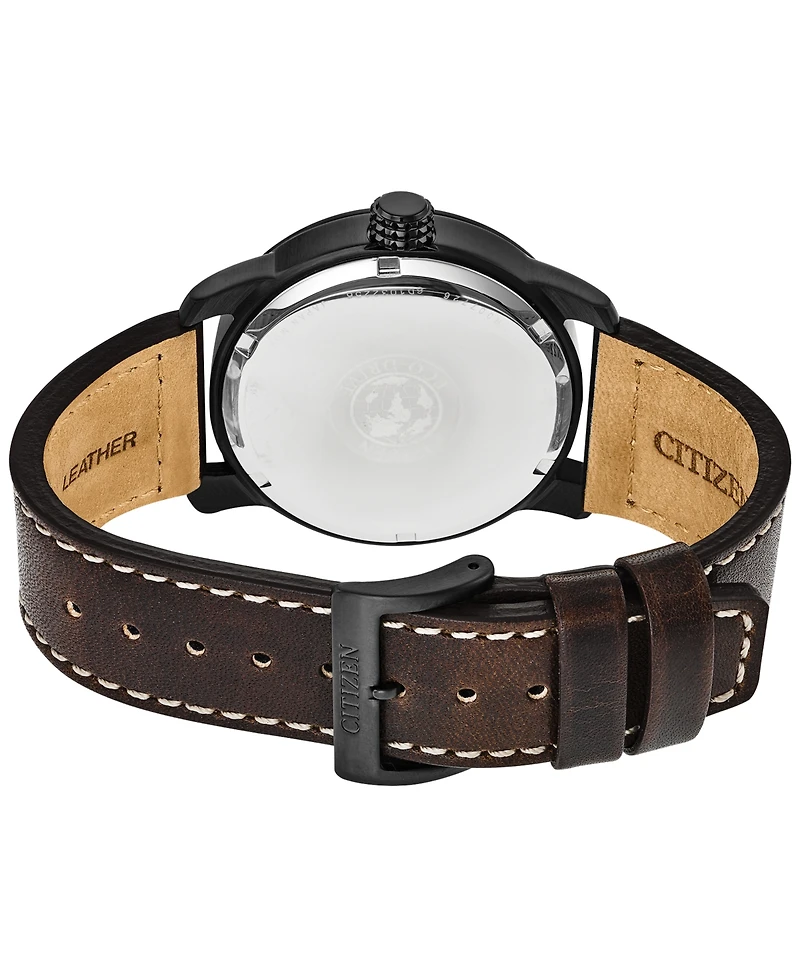 Citizen Men's Eco-Drive Military Brown Leather Strap Watch 42mm BM8478-01L