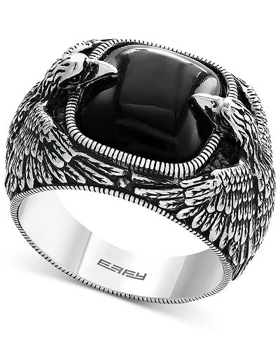 Effy Men's Onyx Eagle Ring (10 ct. t.w.) Sterling Silver