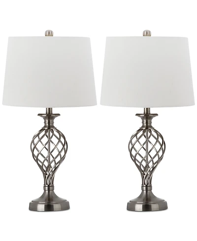 Safavieh Set of 2 Lattice Urn Platinum-Tone Table Lamps
