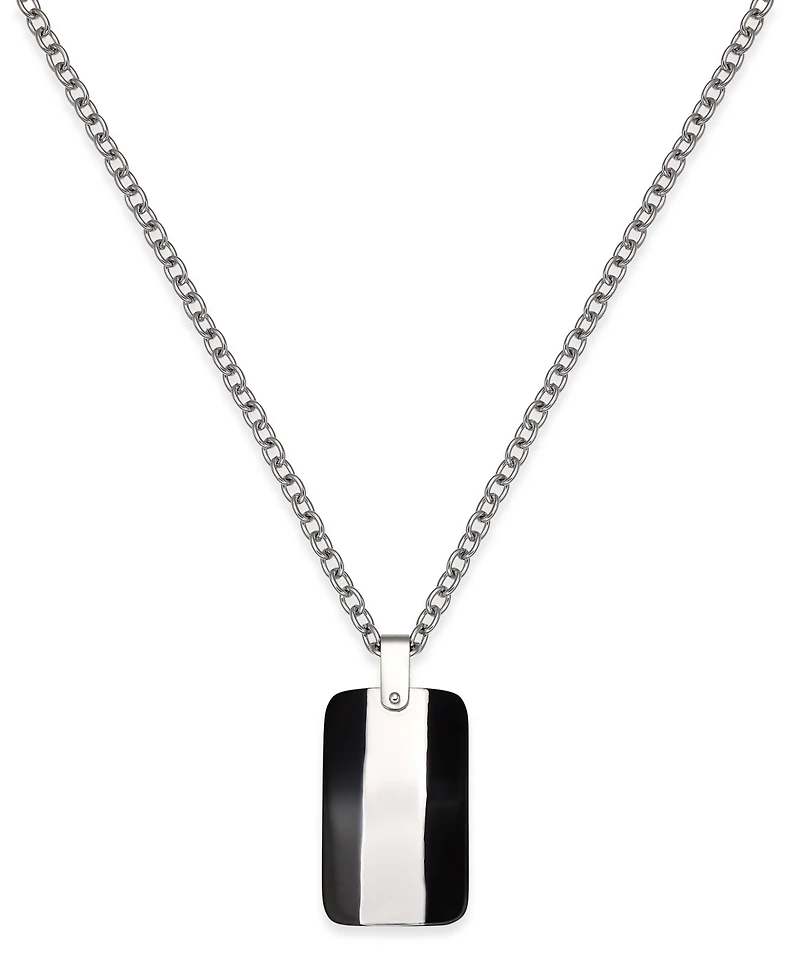 Sutton by Rhona Sutton Men's Two-Tone Stainless Steel Dog Tag Pendant Necklace