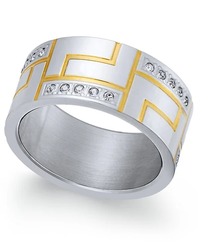 Sutton by Rhona Sutton Men's Two-Tone Modern Cubic Zirconia Ring
