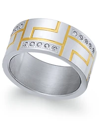 Sutton by Rhona Sutton Men's Two-Tone Modern Cubic Zirconia Ring