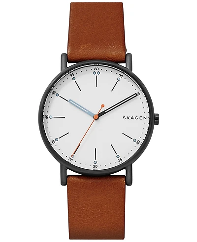 Skagen Men's Signatur Brown Leather Strap Watch 40mm SKW6374