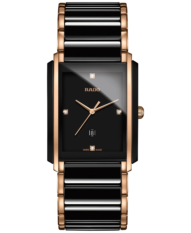 Rado Men's Swiss Integral Diamond Accent Two-Tone Stainless Steel and Ceramic Bracelet Watch 31x41mm R20207712