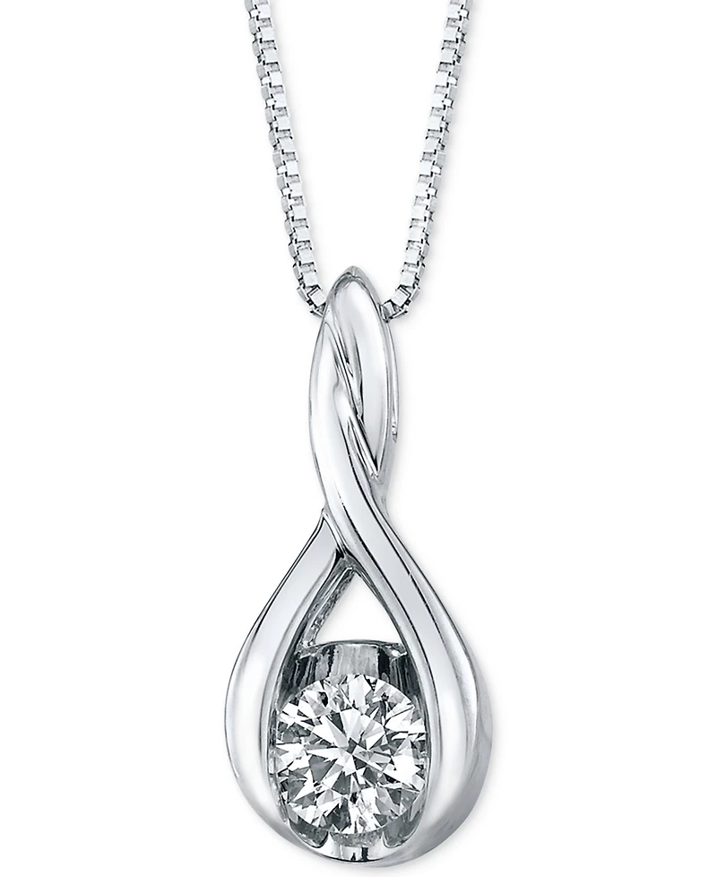 Sirena Diamond Twist Pendant Necklace in 14k White Gold (1/8 ct. t.w.)