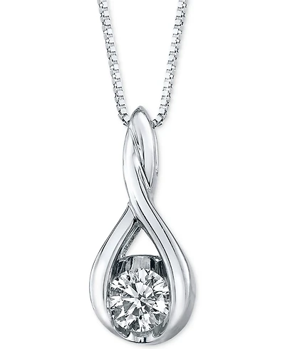 Sirena Diamond Twist Pendant Necklace in 14k White Gold (1/8 ct. t.w.)