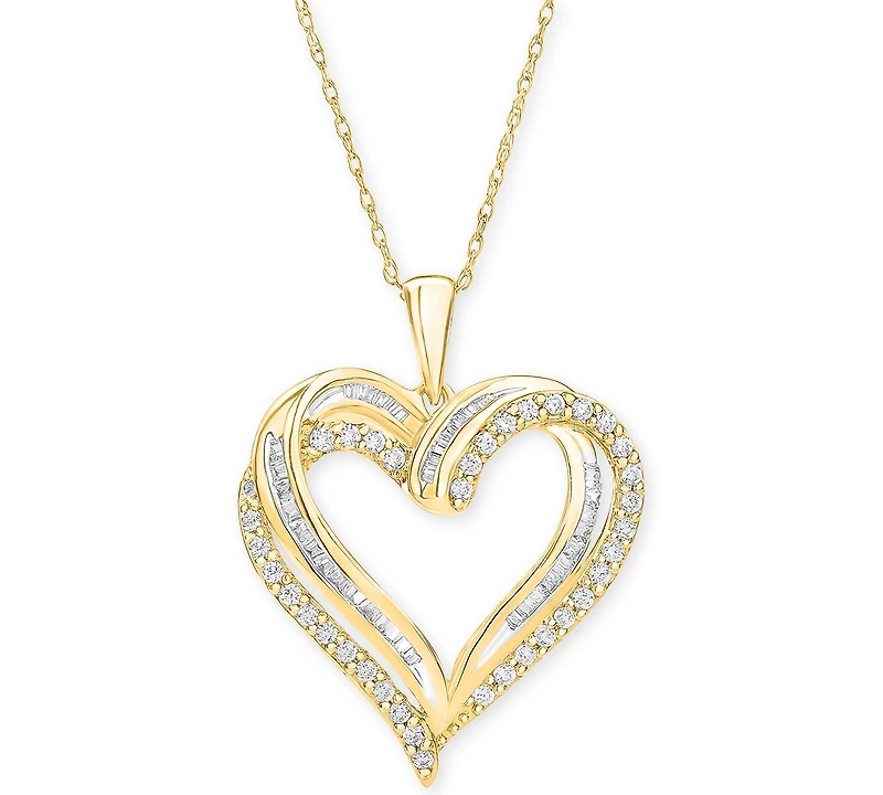 Diamond Heart Pendant 18" Necklace (1/2 ct. t.w.) in 10k White, Yellow or Rose Gold.