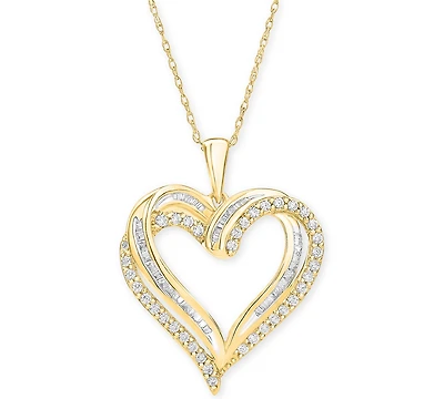 Diamond Heart Pendant 18" Necklace (1/2 ct. t.w.) in 10k White, Yellow or Rose Gold.