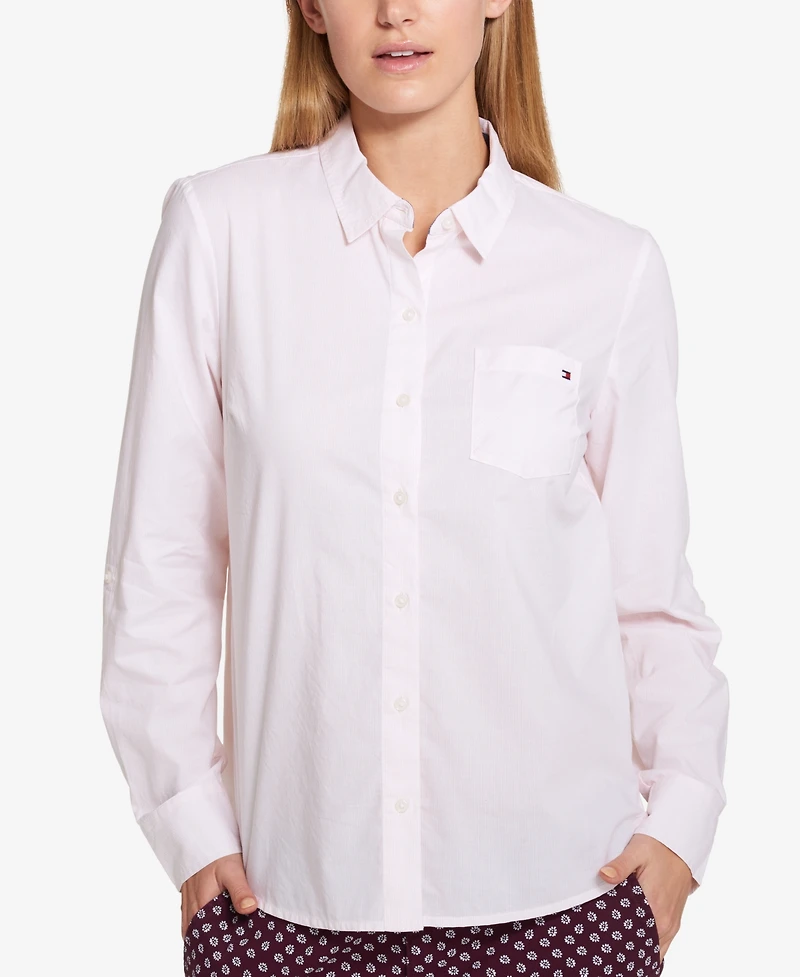 Tommy Hilfiger Women's Cotton Pinstripe Button-Down Shirt