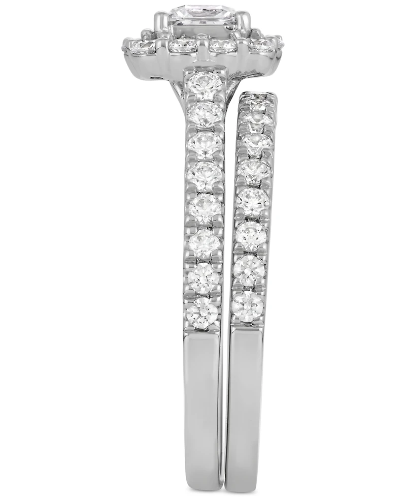 Diamond Princess Cut Halo Bridal Set (1-1/2 ct. t.w.) in 14k White Gold
