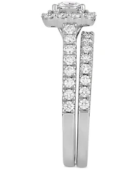 Diamond Princess Cut Halo Bridal Set (1-1/2 ct. t.w.) in 14k White Gold