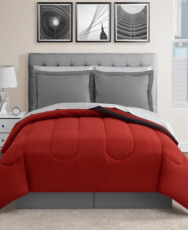 Austin Stripe/Solid Reversible 8 Pc. Comforter Set, Exclusively at Macy's