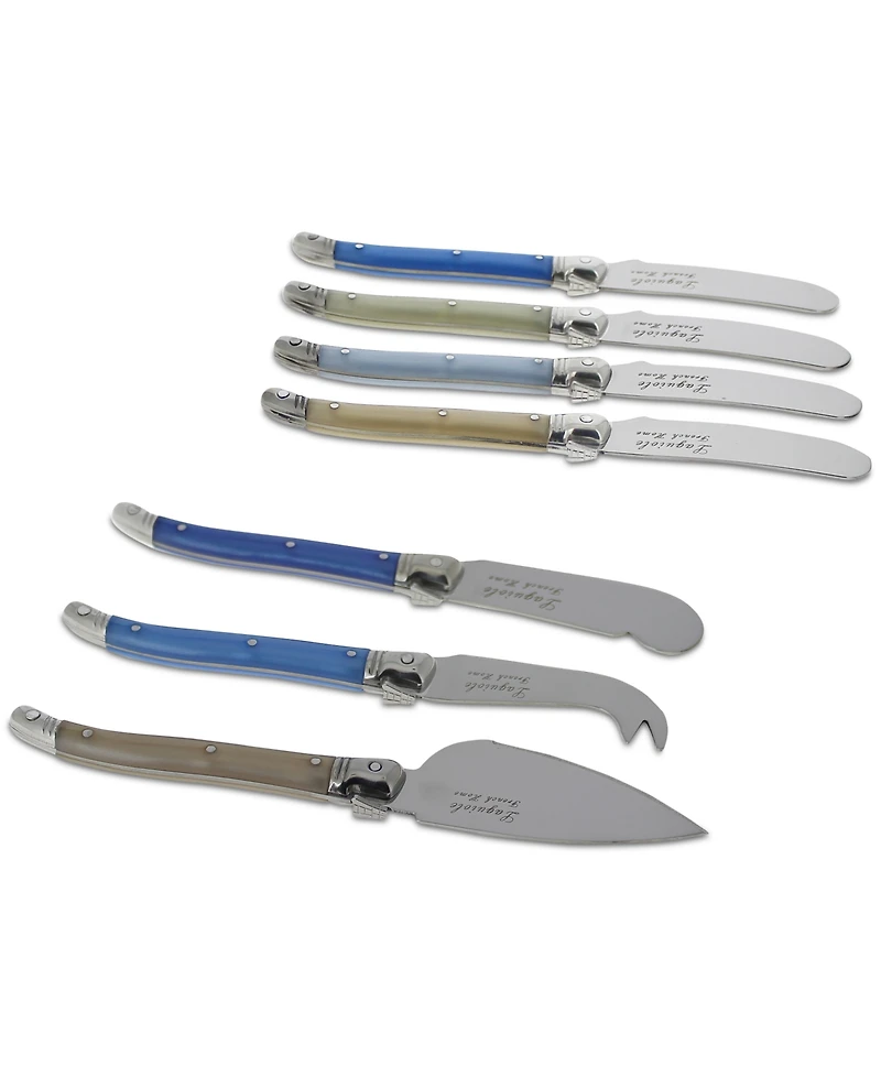 French Home Laguiole Cream and Blue Cheese Knife and Spreader Set, 7 Piece.