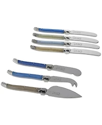 French Home Laguiole Cream and Blue Cheese Knife and Spreader Set, 7 Piece.