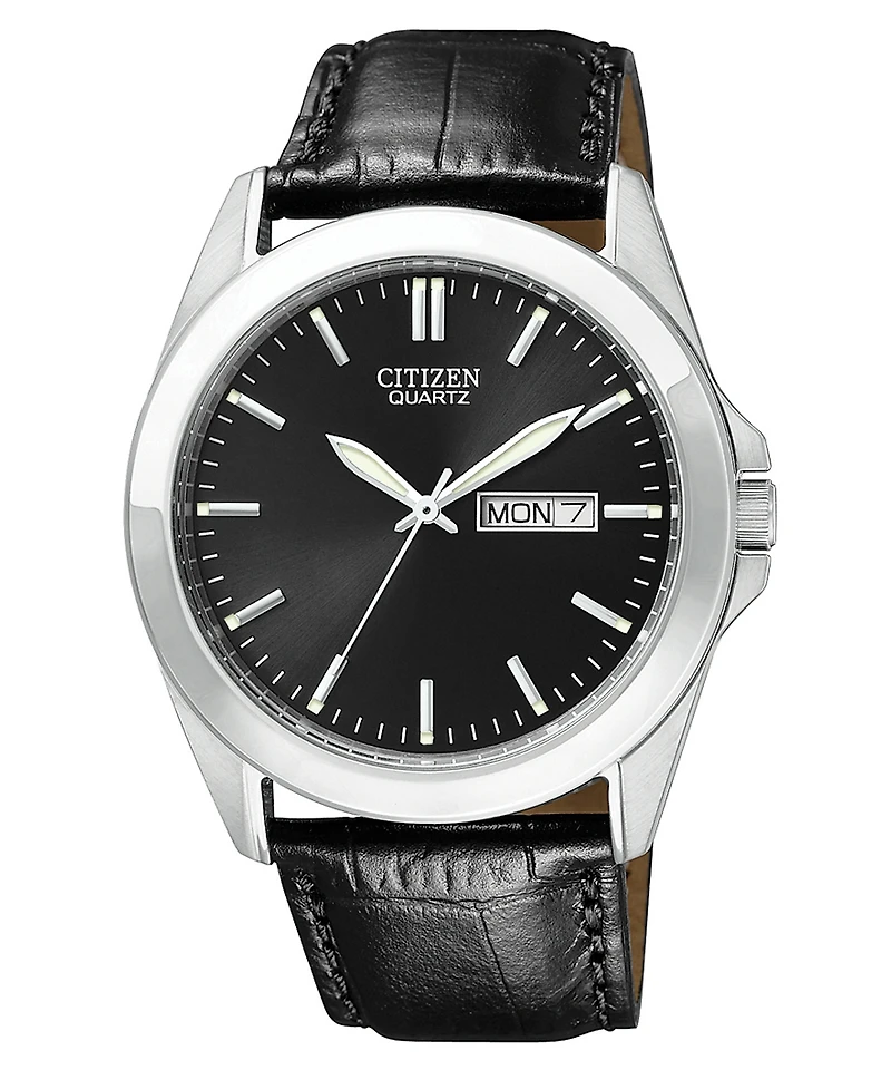 Citizen Men's Black Croc Embossed Leather Strap Watch 41mm BF0580-06E