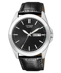 Citizen Men's Black Croc Embossed Leather Strap Watch 41mm BF0580-06E
